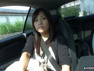 Fascinating Asian Brunette Teen Fingered shortly shortly thereafter Blowing In The Car