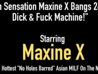 Busty Asian Maxine X Pussy Fucks 24 Inch penis & Mechanical Fuck Toy&excl;