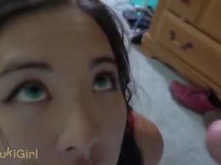 FACE SOAKED IN CUM &commat;Andregotbars Brutal throatfuck for asian darling in her pajamas POV