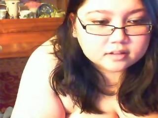 Vet bbw aziatisch tiener masturberen op webcam