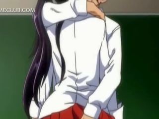 Hentai school honey cunt teased with a lick upskirt