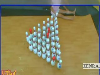 Ondertiteld japans amateur bowling spelletje met kwartet