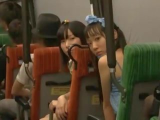 Pair Nice Dolls Oral Fuck Some Sleeping Guy's peter In A Public Bus