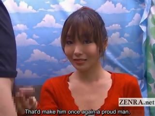 Subtitled CFNM Japanese Handjob Blowjob For Confidence